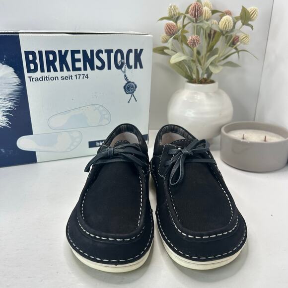 Birkenstock Pasadena Suede Moc Toe Shoe Nubuk Black Women 6/Men 4 EU 37 NWB - Picture 4 of 10